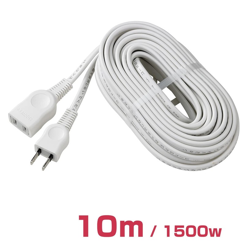 エルパ (ELPA) EDLP延長コード 電源タップ AC125V 15A 10m ホワイト LPE-110N(W)