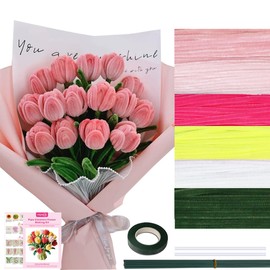 450Pcs Pipe Cleaners,12Inch 6 Colors Pipe Cleaners for Crafts DIY Flowers Kits Tulip Lily Rose Sunflower Thick Fluffy Pipe Cleaners Craft Supplies Adult Handmade Art Craft Decoration(Pink)