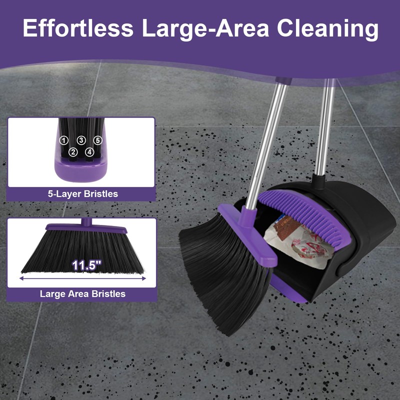 Broom with Dustpan Combo Set and Silicone Air Broom Kit,