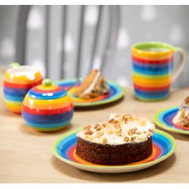 Purity Style Hand Painted Rainbow Stripe Sugar Bowl