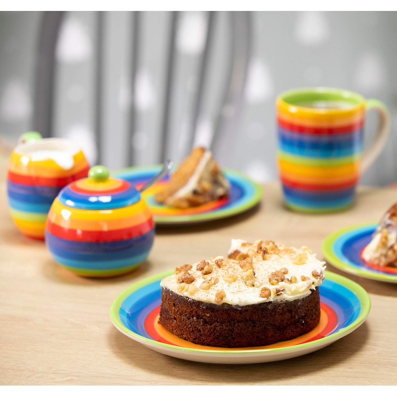 Purity Style Hand Painted Rainbow Stripe Sugar Bowl