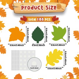 Geyee 108 Pcs Leaf Cutouts Paper Fall Leaves Cut Outs Classroom Bulletin Board Decorations Autumn Die Cut for Teachers DIY Craft Office School Chalkboard Wall Decor(3.5 Inch)