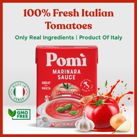 Pomì Marinara Sauce 26.46oz (Pack of 12) - Made in Italy - Non-GMO & Gluten-Free - Creamy, Velvety Tomato Sauce, No Salt Added, No Additives or Preservatives - 100% Fresh Italian Tomatoes