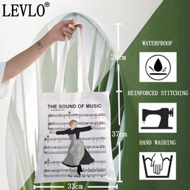 LEVLO Sound Of Music Tote Bag Julie Andrews Fans Gift Sound Of Music Theatre Reusable Grocery Bag Broadway Musical Merch, Sound of Music Tote, Medium