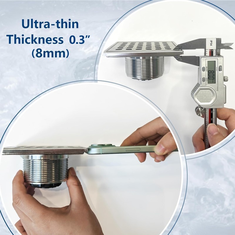 Neodrain 4 in Square Shower Drain Brushed 304 Stainless Steel,