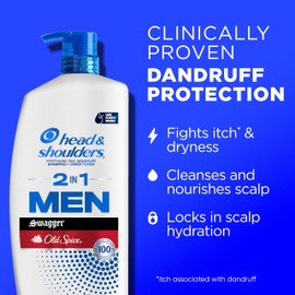 Head & Shoulders Mens 2 in 1 Dandruff Shampoo and Conditioner, Anti-Dandruff Treatment, Old Spice Swagger for Daily Use, Paraben Free, 31.4oz, 2 PACK