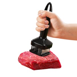 happykau Meat Slicer 24 Blade Meat Tenderizer Meat Tenderizer Stainless Steel Portable Meat Slicing Meat Cutting Meat Softer Meat Stitch Meat Strainer Cooking Props Kitchen Utensils (Black)