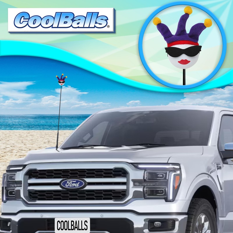 Coolballs Jesterette Car Antenna Topper Decor Accessory - Fits Thin
