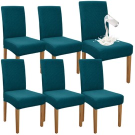 Granbest Premium Wasserdicht Esszimmerstuhl Abdeckungen Satz Von 6, Elastische Hohe Zurück Stuhlhussen Slipcover Für Esszimmer, Abnehmbaren Stuhl Schutz Für Küche, Party, Hotel (6er Set, BlauGrün)