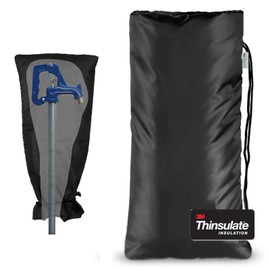 XL Outdoor Faucet Cover for Winter Freeze Protection, Reusable Fastening Tape Opening & String Tying System, Waterproof Insulated Spigot Cover Faucet Sock for Outdoor Faucet - Black 13” x 25"