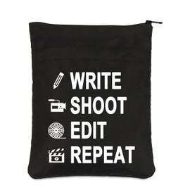 PLITI Filmmaker Gift Write Shoot Edit Repeat Filmmaking Book Sleeve for Film Director Film Camera Book Bag (Write Shoot Edit BSblU)