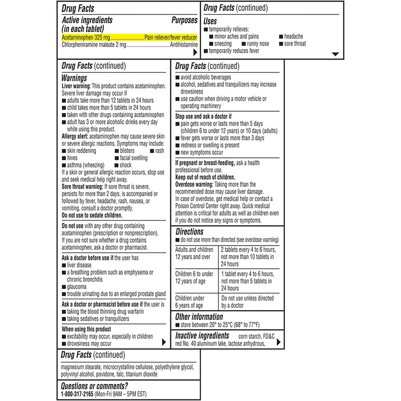 Coricidin HBP Cold & Flu Tablets, 20 ea (Pack of