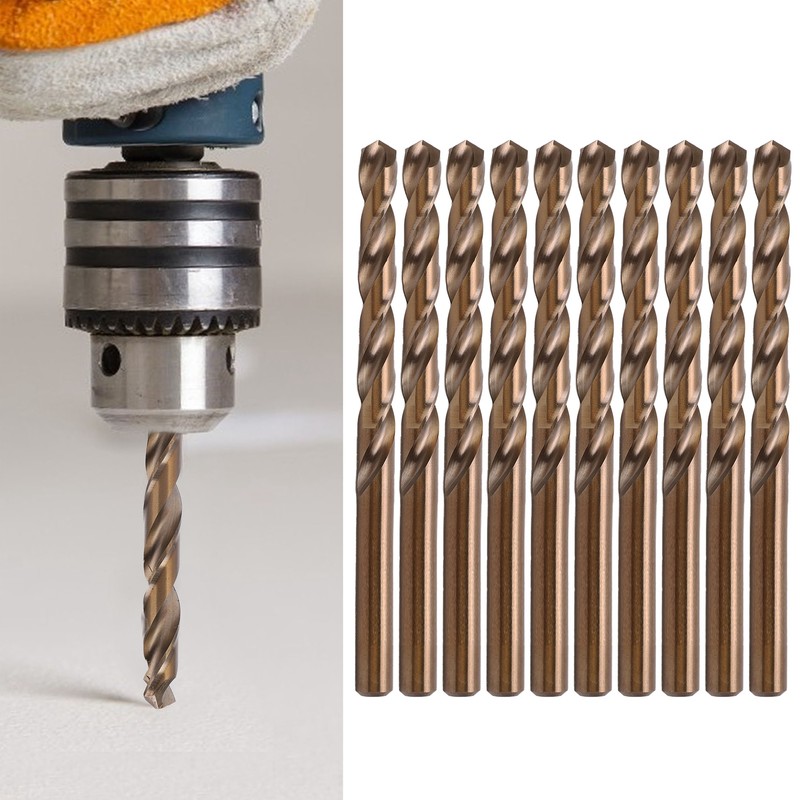 10Pcs Twist Drill Bit High Speed Steel Straight Shank Hole