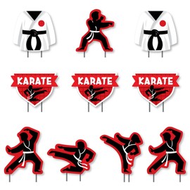 Big Dot of Happiness Karate Master - Lawn Decorations - Outdoor Martial Arts Birthday Party Yard Decorations - 10 Piece