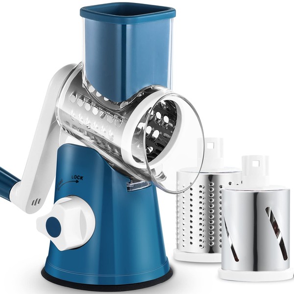 GDL Cheese Grater Rotary, Vegetable Slicer with 3 Interchangeable Drum