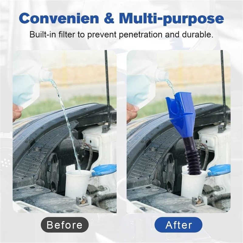 Flexible Car Refueling Funnel, Retractable Automotive Fuel Funnel, Flexible Draining