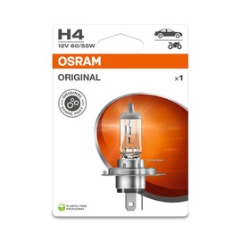 Osram Original H4 Halogen Headlight Bulb, 64193-1BL, 12 V Car, Single Blister Pack of 1, White
