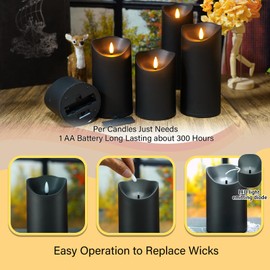 Nimiko Flameless Candles with Remote, Battery Operated Flickering Flameless Candles, LED Candles with Timer 2/4/6/8H, with Realistic LED Candles Set of 9 (D3 x H 3" 4" 5" 6" 7") (Ivory)