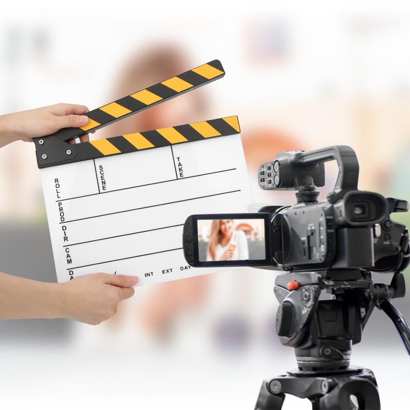 30x25CM Acrylic Movie Clapperboard Professional Director Action Clap Film Photography
