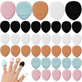 ROYHOO 75PCS Finger Powder Puff Mini Makeup Sponge Soft Beauty Makeup Blender Puff for Foundation, Face Powder, Under Eye Setting, Concealer, Repair Cream, Cosmetic Tool
