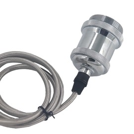 Rextin 2Packs 1.2M E26 /E27 LED vintage pendant light sockets Adjustable hanging light Cord Kit Ceramic Lamp Socket for Pendant Lighting Bulb in Kitchen Bedroom,Bars and Restaurants (Silver)