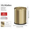 LEASYLIFE 15L/4GAL Gold Bathroom Trash Can, Small Waste Basket with