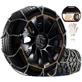 DEDC Snow Tire Chains for Car SUV and Light Truck 1 Min Quick Fit Easy Chainsaw Reusable Universal Emergency Traction Chain Tire Chains Width 255 265 275 285 - Set of 2 MS1621