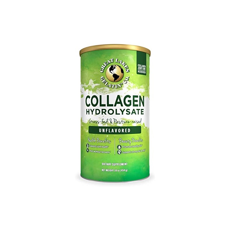 Great Lakes Gelatin, Collagen Hydrolysate, Unflavored Beef Protein, Kosher, 16