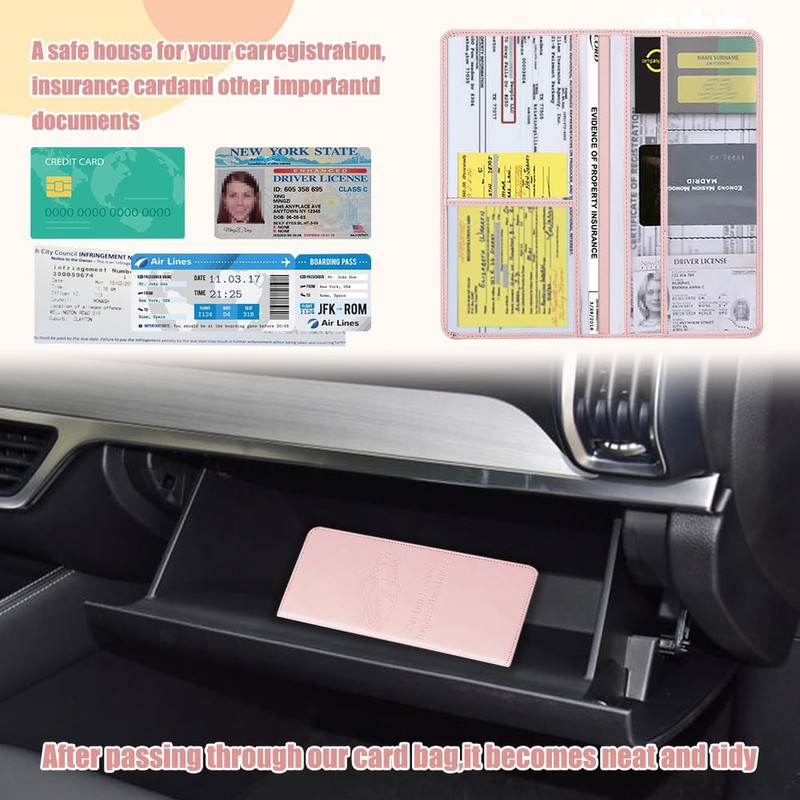 PACLVIO Car Registration and Insurance Holder, Leather Vehicle Card Document