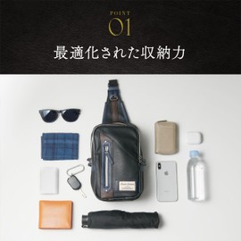 RONDE Crossbody Bag, Leather X Mesh Back, Shoulder Bag, One Shoulder Bag, Large Capacity, Crossbody Bag, Sports Bag, Men's, a. Nylon black