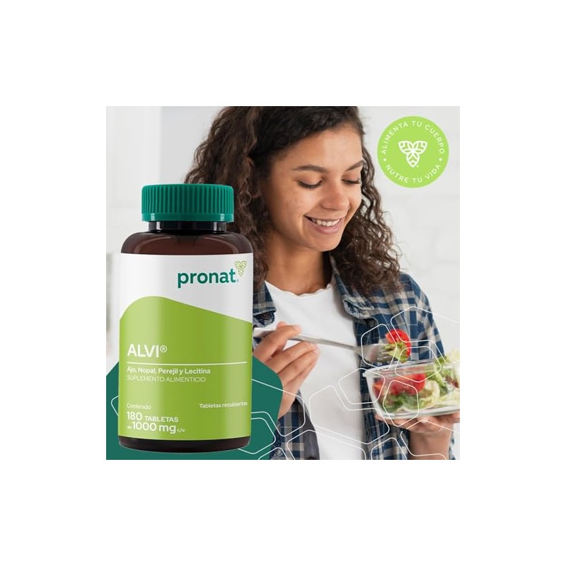 PRONAT | ALVI, Suplemento Alimenticio con Nopal, Perejil, Ajo y