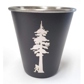 Bigfoot Sasquatch with Redwood Tree Stainless Steel Shot Glass