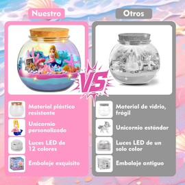 Kit de Contenedor Transparente Iluminado Niños, Kit de Terrario con Luz Nocturna niños, Manualidades para Niñas 13 Colores con Control Remoto, Kits de Manualidades DIY para niñas (Pez)