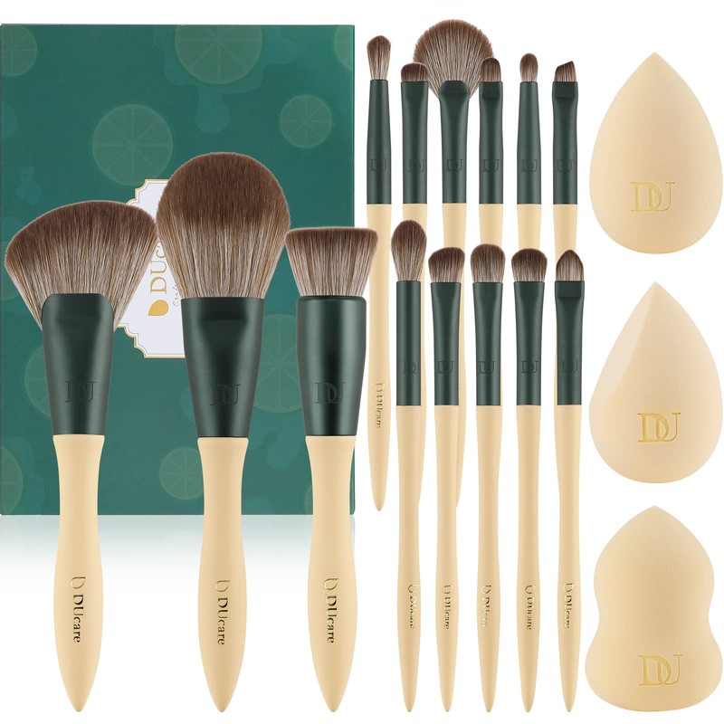 DUcare DUcare Makeup Brushes 14-piece Set with 3 Makeup Sponges,