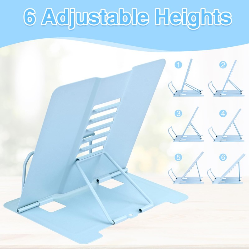WUGU Book Stand, Adjustable Foldable Metal Book Holder for Recipe,