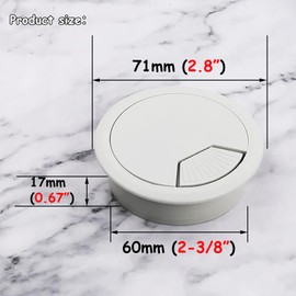 Zydiwo 5pcs 2-3/8 Inch (60mm) Desk Cable Grommet Cable Hole Cover Computer Table Cord Wires Organizer Cord Desk Wire Grommet (Grey)