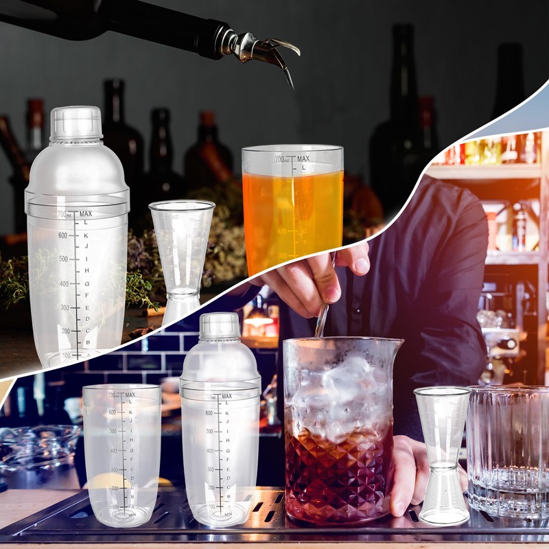 12 Pcs Plastic Cocktail Shaker Set Including 6 24 OZ/