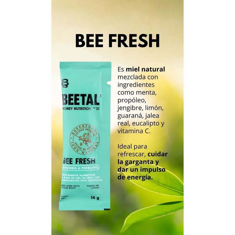 Bee Fresh Suplemento Energético Natural De Miel 12 Sobres