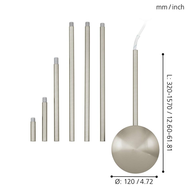 EGLO Extention Cable Duct, Steel Wire Ducting, Colour: Matt Nickel,
