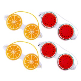 Healeved 4pcs Cartoon Fruit Cooling Eye Masks Gel Eye Patches for Puffiness Dark Circles Soft Smooth Design for Watermelon Lemon