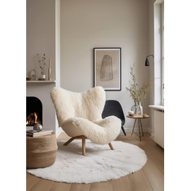 Hollert Lambskin Champagne 120-130 cm Genuine Merino Sheepskin Cuddly Soft Carpet Ecological Tanning from German Shepherds Natural Shape Decorative Fur Runner