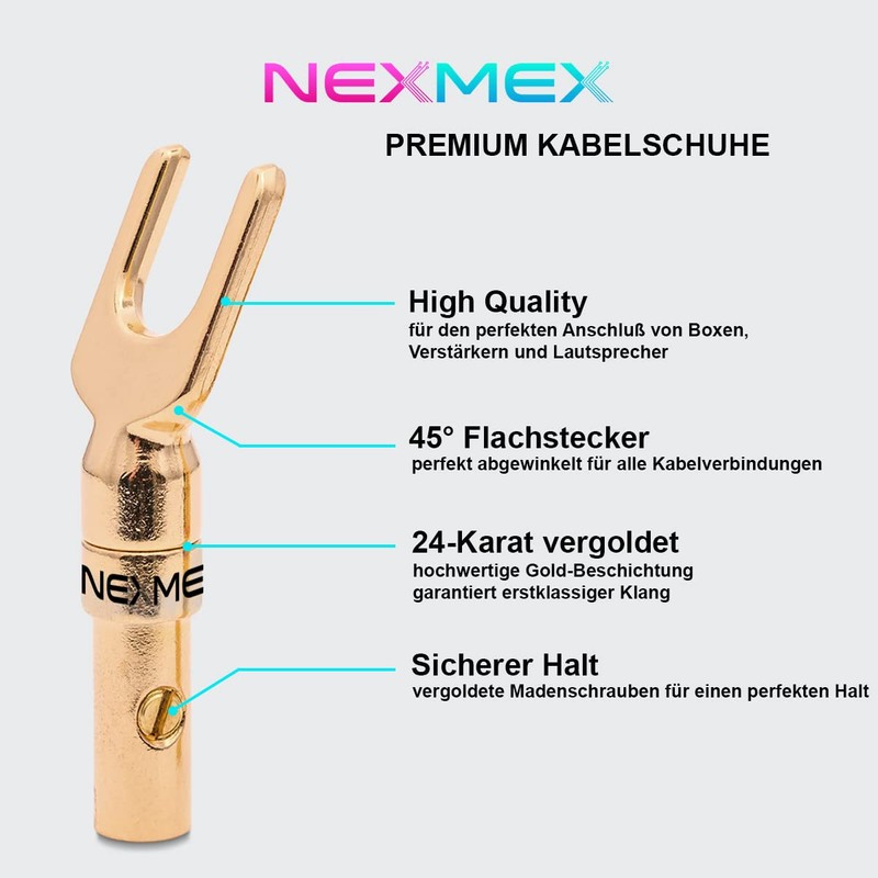 NEXMEX Cable lugs, fork lugs, set of 2, Y-connector connector,