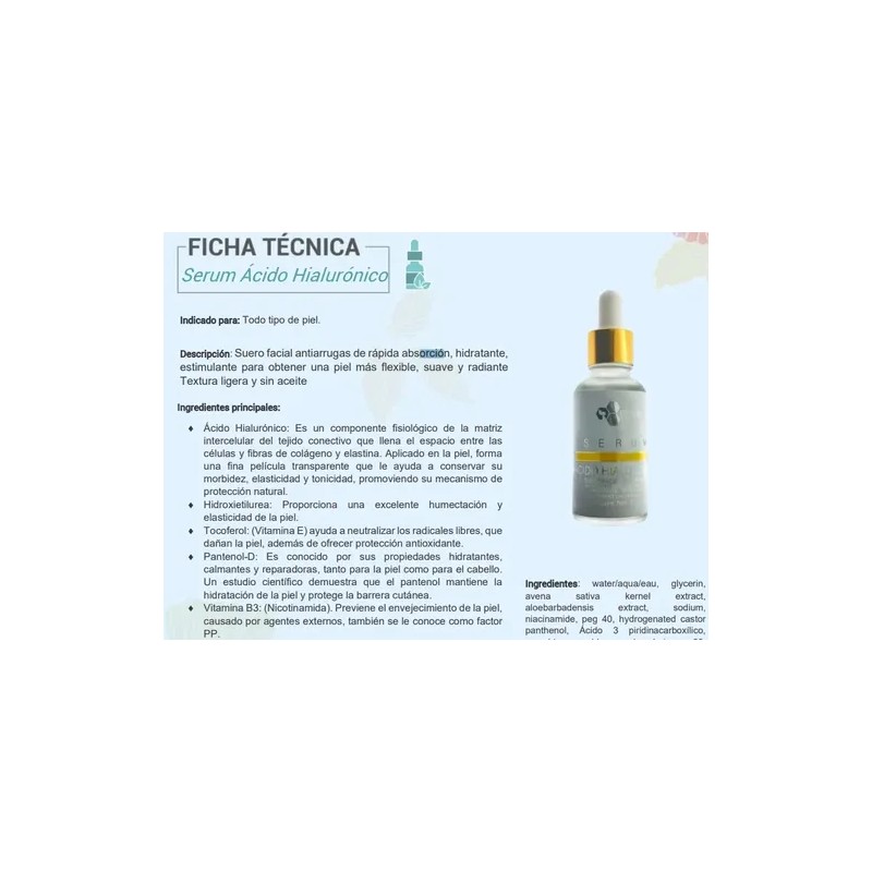 Suero Ácido Hialurónico con Niacinamida y Vitamina E Hyaluronic Acid