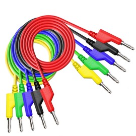 Cleqee 5 Pairs 4mm Dual End Banana Plugs Stackable Banana Plugs Test Leads Stackable Electrical Test Cable Wire for Multimeter 1000V 19A Cable Insulated 4mm Banana Plugs