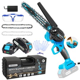 DODOWIN Mini Chainsaw 8 inch, Cordless Mini Chainsaw with 2 2.0Ah Batteries & Charger, Portable Chainsaw for Branches Wood Cutting, Christmas Birthday Gifts for Men Dad Him Grandpa Stocking Stuffers