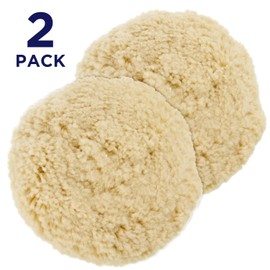 TCP Global TCP Global Wool Buffing and Polishing Pads 6 inch, 2 Pack, Hook and Loop Backing, for Compound Cutting for Automotive, Marine, Truck, RV
