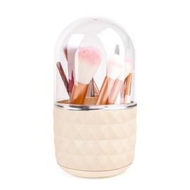 Make up organiser 360° rotatable, cosmetic brush organiser, make-up organiser, make-up organiser with lid, for make-up, lipstick, brush, make-up brush holder for dressing table, bathroom, bedroom,