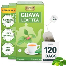 LeafLea 120 Guava Leaf Tea Bags, Premium Natural Herbal Tea, 100% Hojas De Guayaba, Caffeine-Free, Non-GMO, Supports Digestion & Immune Health, Packed with Natural Goodness