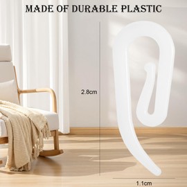 Curtain Hooks, Pack of 100 Curtain Hooks, Universal Curtain Hooks, Curtain Hooks for Hanging, Suitable for Shower Curtains, Door Curtains, Window Curtains (2.8 x 1.1 cm)