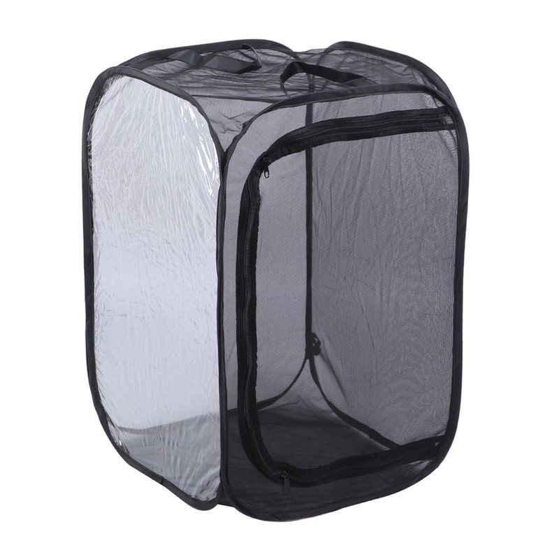 Black Collapsible Foldable Ventilated Insect Light Transmission Mesh Cage House